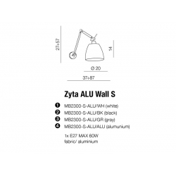 ZYTA WALL S KINKIET ALUMINIOWY AZ2295+AZ2598  AZZARDO